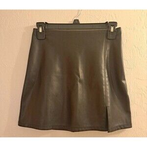 Hollister Black Faux Leather Ultra High-Rise Mini Skirt XS Slit Punk Biker Indie